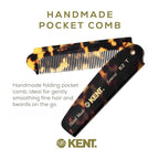 Kent 82T Handmade Folding Pocket Comb for Men, Fine Tooth Hair Comb Straightener for Everyday Grooming Styling Hair, Beard or Mustache, Use Dry or with Balms, Saw Cut Hand Polished, Made in England