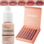 PHOERA Foundation,6Pcs Matte Liquid Lipstick Makeup