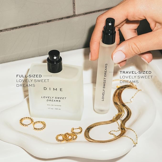 Dime Beauty Perfume Lovely Sweet Dreams, 0.34 oz / 10 ml - Warm Vanilla and Floral Scent, Hypoallergenic, Clean Perfume, Eau de Toilette For Women (Packaging May Vary)