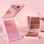 3D Blush Palette, Multi-Use Makeup Contour Pressed Powder Long-Lasting Pigment Cheekbones Contouring Blush Blendable Natural Shimmery Or Matte Finish(03#)