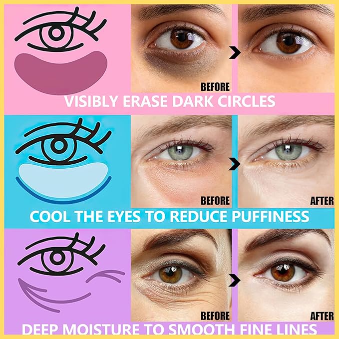 60 Pcs Under Eye Patches, 24K Gold Eye Masks, Collagen Anti Aging Eye Gel Pads, Moisturizing Eye Treatment for Puffy Eyes, Dark Circles, Wrinkles, Fine Lines, BLACK PEARL