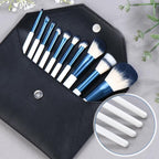Makeup Brushes Set With Case 10Pcs White Makeup Brush Kit Foundation Eyeshadow Powder Blending Kabuki Eyebrow Eyelash Brushes Cosmetic Brush Travel Kit Gift (White+Blue)