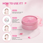 BREYLEE Pink Rose Eye Mask– 60 Pcs - Puffy Eyes and Dark Circles Treatments – Look Younger and Reduce Wrinkles and Fine Lines Undereye, Improve and Firm eye Skin - Pure Natural Material Extraction
