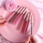 QiBest 7Pcs Matte Liquid Lipstick and 1Pcs Lip Plumper Makeup Set, Pigmented Waterproof Halloween Lip Make Up Valentine's Gift Lip Gloss Sets Long Wearing Velvet Lip Kit for Teens & Women