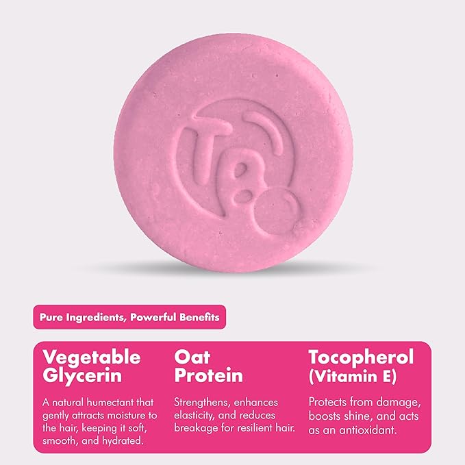 Hydrolyzed Oat Protein + Squalane Shampoo Bar for Girls - 4.5oz - For all Hair Types - Gentle on sensitive Eyes & Scalp - Natural, Tear-Free, Sulfate & Paraben-Free - Made in USA - 4.5oz