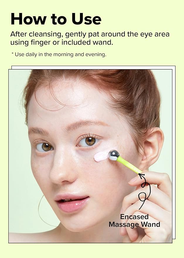 I DEW CARE Vitamin C depuffing Eye Cream with Eye Roller Set | Korean Skin Care Dark Circles Under Eye Treatment with Hyaluronic Acid, Niacinamide | 0.50 Fl Oz | Not Tested on Animals