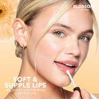 Blossom Moisturizing and Hydrating Shimmer Sparkle Lip Oil with Olive Oil + Grape Seed Oil, Infused with Real Flowers, 3g, Mango