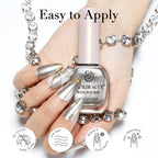 AZUREBEAUTY Silver Glitter Nail Polish Metallic Fast Drying Natural Shine Nail Lacquer Fingernail Polish Salon-Quality for Women 10ml