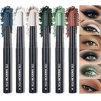 6Pcs Cream Eyeshadow Sticks Set, Champagne Pearl Brown Cocoa Stone Green Sliver Shimmer Matte Waterproof Eye Brightener Stick Palette for Eye Makeup 02 (6Pcs-02)