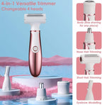 4 in 1 Electric Razors for Women, Portable Shaver for Women, Rechargeable Trimmer for Face Arm Body Legs Underarm Bikini