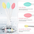 Unaone Lip Scrub Brush - 3 PCS Dual-ended Lip Scrubber Exfoliator and Silicone Lip Brush, 2-in-1 Silicone Lip Scrub Tool Lip Mask Applicator, Gentle Exfoliator & Applicator for Soft
