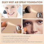AirBrush Foundation Spray, Silky Mist Foundation Spray Makeup Set with Brush, Full Coverage Foundation for Smooth Radiant Finish, Formula Breathable Lightweight Hydrating | #03 Warm Peach