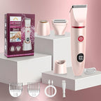 Bikini Trimmer for Women- 3 in 1 Painless Electric Razors for Women,Waterproof Pubic Hair Trimmer and Facial Hair Remover,LCD Display Body Shaver for Trip,Rechargeable Women's Grooming Kit