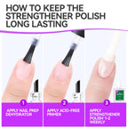 Nail Polish Strengthener and Growth Treatment: Yellow Gelike EC 6 in 1 Natural Nail Hardener Extra Strong and Growth - Long Lasting Nail Repair for Damaged Nails - For Daily Work Home Salon