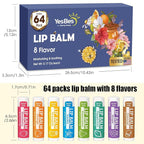 64 Pack Lip Balm, Natural Lip Balm Bulk with Vitamin E and Coconut Oil, Moisturizing Lip Balm for Dry Cracked Lips, Lip Balm for Stocking Stuffers - 8 Flavors