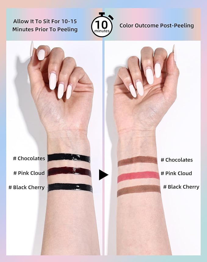 KIMUSE Lip Stain Peel Off, Peel Off Lip Liner Stain with Tweezer, Long Lasting, Waterproof, Transfer Proof Lipstains Color, Smudge-Free, Easy Removal, Matte Finish