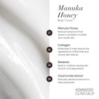 Advanced Clinicals Manuka Honey Body Cream For Women & Men | Body Butter Lotion For Extremely Dry Skin | Collagen Cream | Skincare Moisturizer Hydrating Balm Improves Look Of Aging Skin, 16Oz, 2-Pack