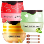 3 PCS Lip Balm Honey Pot, Honey & Apple Lime & Watermelem Lip Mask Vitamin E & Moisturizing Propolis Sleeping Lip Mask Prevention Dry and Cracked Lip Scrubs Exfoliator, Christmas Gifts