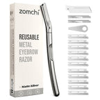 ZOMCHI Dermaplaning Tool, Dermaplaning Razor for Women & Men, Reusable Eyebrow Razor with 11 Refill Blades, Facial Razor Removes Peach Fuzz, Exfoliates Skin (Matte Silver)