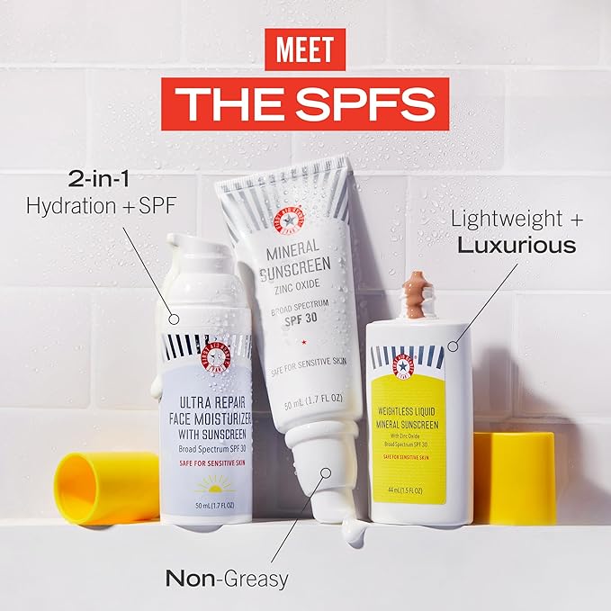 First Aid Beauty Weightless Liquid Mineral Sunscreen with Zinc Oxide SPF 30 – Luxuriously Light for Everyday Use – 1.5 oz
