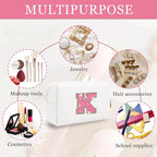 Initial letter patch makeup bag,