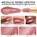 Oulac Light Pink Lipstick for Women with Metallic 3D Shine Lightweight Hydrating Formula, High Impact Lip Color, Vegan Beauty, Full Coverage Lip Makeup, Christmas Gifts for Women, Baby Angel(13)