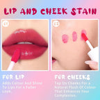 Lip Tint Stain, Long Lasting Korean Lip Stain Set, Non-sticky Waterproof Lightweight Lip and Cheek Tint, Moisturizing High Pigment Water Tint, Matte Finish Lip Tint