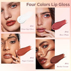 3 Pcs Cosmetic Sets 12 colors 4-Function cosmetic stick +Nonstick Raincoat Lip Gloss（3 colors+Clear Lip Gloss）+Liquid Eyeshadow in Four Colors Sets Waterproof