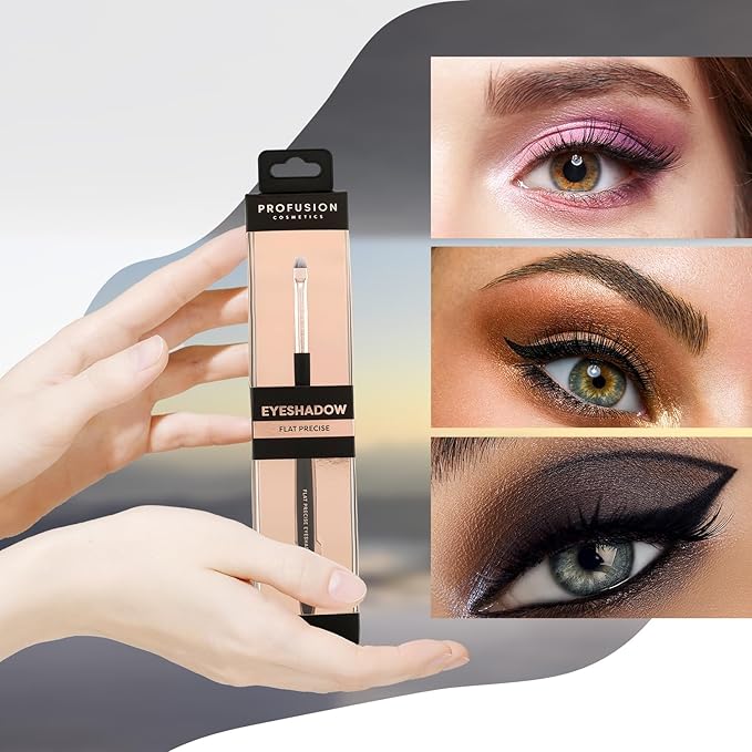 Profusion Cosmetics Flat Precise Eyeshadow Brush - Softens Dramatic Edges & Fine Lines, For Eyeshadow, Eyeliner