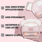 Boobeen 4-Color Makeup Palette, Highly Pigmented Glitter Eyeshadow Contour Palette with Smudger, Multi-purpose Face Makeup Palette for Eye/Face/Highlighter, Creates Shimmer Finishes, Long-lasting