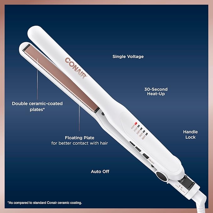 Conair Double Ceramic Flat Iron, 1/2-inch