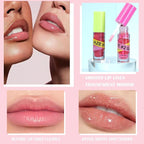 Lip Gloss Oil Set-2 Colors Hydrating Tinted Lipgloss Lip Glow Oil,Non-sticky Shiny and Vegan Lip Glaze, Glitter Crystal Jelly Lip Glaze,Women's Day Makeup Gift Kit for Women Girl-Set D