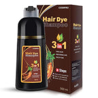 Hair Dye Shampoo Chestnut Brown Hair Color Shampoo for Gray Hair Coverage Herbal Hair Dye Shampoo 3 in 1 for Men and Women, Instant Color Shampoo