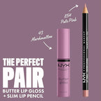 NYX PROFESSIONAL MAKEUP Butter Gloss, Non-Sticky Lip Gloss - Marshmallow (Muted Lilac) (Pack of 2)