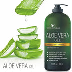 Aloe vera Gel - from 100% Pure Organic Aloe Infused with Matrixyl 3000 (Peptides), Turmeric - Natural Raw Moisturizer for Face, Body, Hair. Perfect for Sunburn, Acne, Razor Bumps 16.9 fl oz