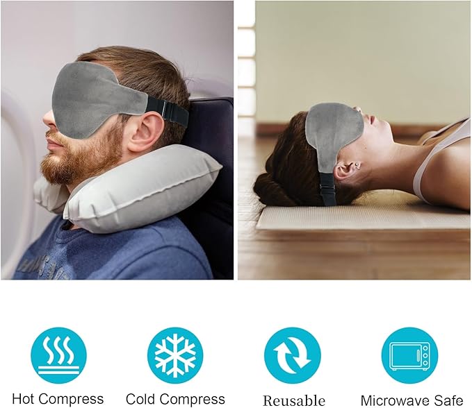 Atsuwell Cooling Eye Mask, Reusable Cold Sleep Eye Compress and Moist Heat for Eye Relaxing, Multipurpose Eye Bag for Dry Eyes with Microwavable Flaxseed Pad, Cold Gel Pad and Silky Cotton Insert