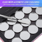 Beaupretty Empty Magnetic Eyeshadow Palette Mermaid Makeup Palette with Mirror Round Metal Pans and Depotting Spatula Set