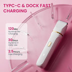 Electric Razors for Women, 5-in-1 Wet/Dry Bikini Trimmer with USB Charge Dock, Deluxe Facial Hair Removal, Wet/Dry Body Shaver for Nose Eyebrows Beard Underarm Leg Arm, IPX7 Waterproof (White)