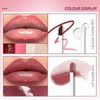 Dual-Ended Peel Off Lip Stain Liner, Long Lasting Waterproof Peel Off Lip Liner Tattoo with Nourishing Clear Gloss Combo Set, Transfer-Proof Non-Stick Cup Shiny Lips Tint Lipstick Makeup07