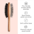Diane 2-in-1 Premium Double-Sided Hair Brush, Detangling and Smoothing Hair Brush with Flexible Pins and Nylon-Reinforced Boar Bristles for Wet or Dry Hair, Ideal for Fine to Medium Hair Types