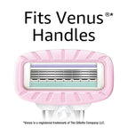 Amazon Basics Women's 4 Blade Razor for Women, Fits AmazonBasics & Venus Handles, Moisturizing Surround, 4 Count, Includes 1 Handle, 2 Cartridges & 1 Shower Hanger, Pink (Pack of 2)