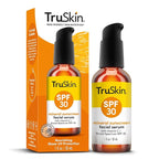 TruSkin Sunscreen Serum for Face – SPF 30 Universal Tinted Mineral Sunscreen Face Serum – Lightweight Transparent Finish – Zinc Oxide, Vitamin C, Hyaluronic Acid, Ceramides, All Skin Types, 1 fl oz