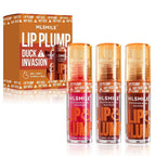 3-Color Duck Lip Plumper Gloss - High Pigment, Hydrating Lip Glow Oil, Balm Set for Women (Vegan, Set B)