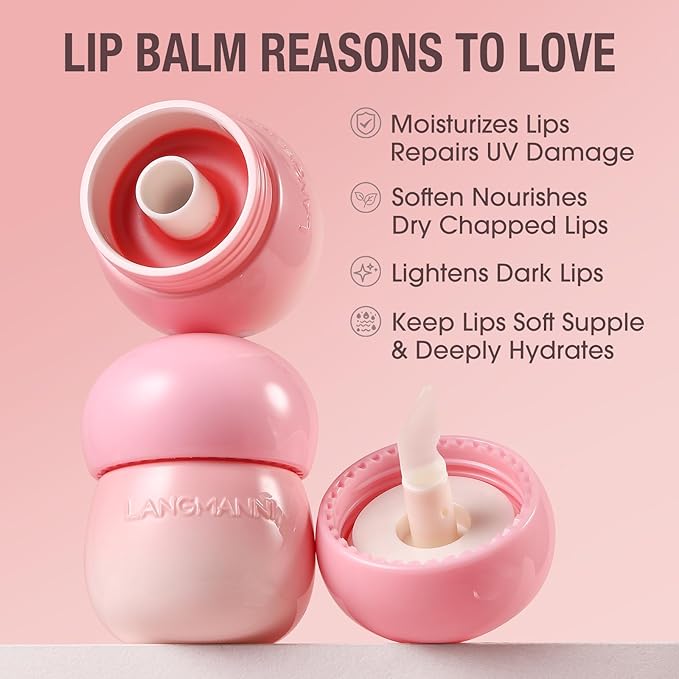 LANGMANNI Pudding Glow Lip Balm | Velvet-Smooth Lip Gloss for Nourished, Glowing Lips | Hydrating, Non-Sticky Glossy Tinted Lip Balm Makeup 0.28 Oz (#4, 1)