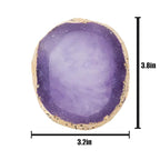 MISUD Resin Nail Art Palette, Golden Edge Paint Drawing Color Palette, Agate Nail Palette Manicure Nail DIY Tool (Purple)