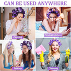 Acejoz Hair Rollers, 12Pcs Large Self-Grip Hair Curlers with 12Pcs Stainless Steel Duckbill Clips, for Long Medium Thick Hair Volume (Purple)