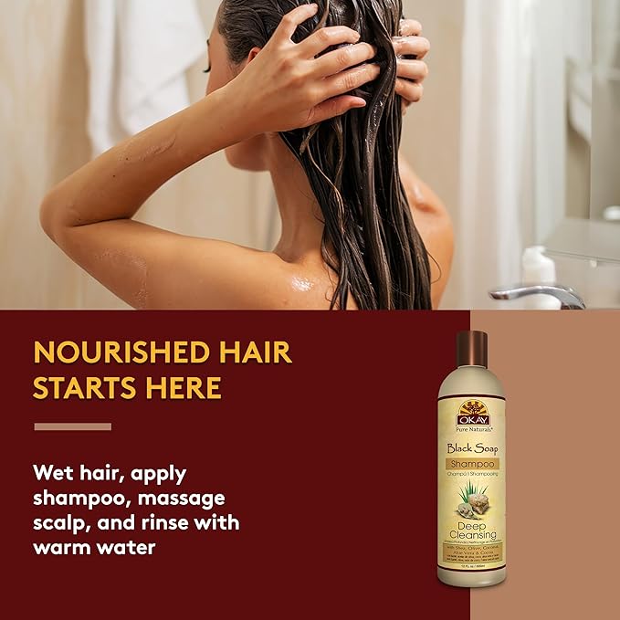 OKAY AFRICAN BLACK SOAP SHAMPOO 12oz / 355ml