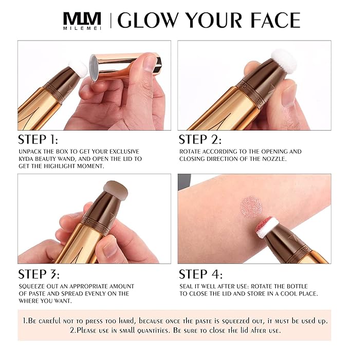 3 Color Contour Beauty Wand, Highlighter ，Face Concealer Bronze Gold)