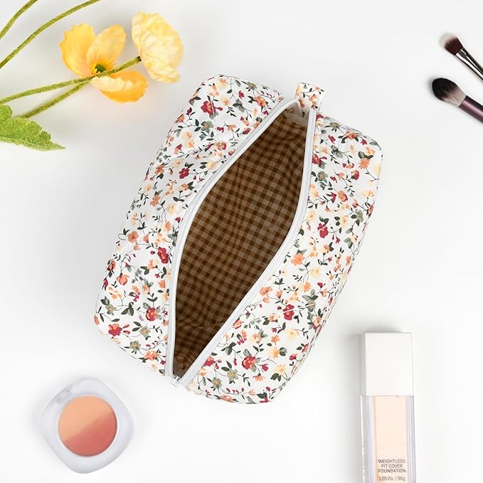 Soidram floral makeup bag quilted