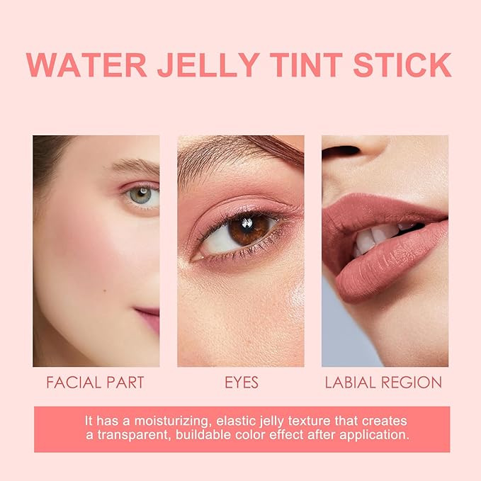 Milk Cooling Water Jelly Tint Blush,Milk Jelly Tint Sheer Lip & Cheek Stain Jelly Blush Stick. (Coral)